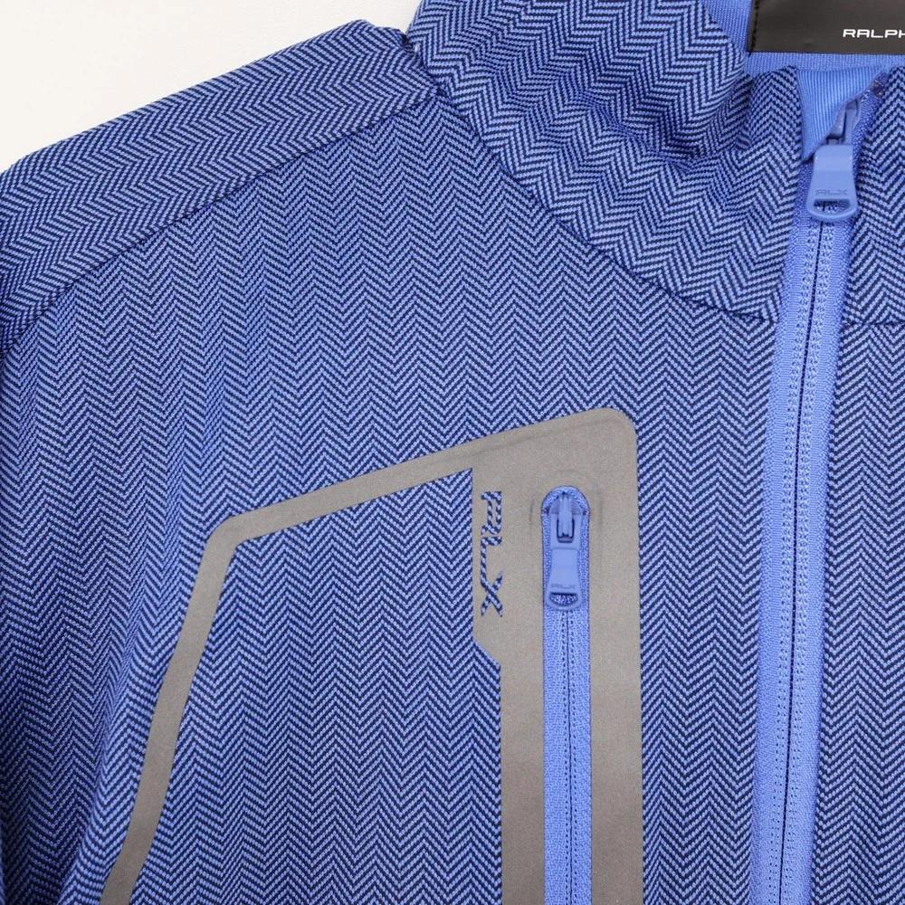 RLX Ralph Lauren Mens Blue Herringbone Quarter Zip Pullover Jacket Size Medium - Picture 7 of 10